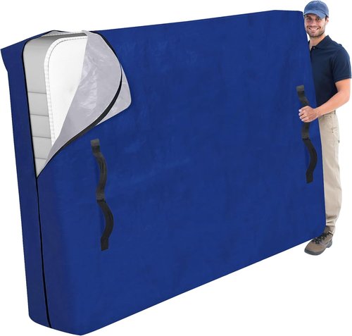 Cosy Family Mattress Bags - Extra-Thick 170GSM Moving Cover with 8 Handles & Zipper | Blue King Size
