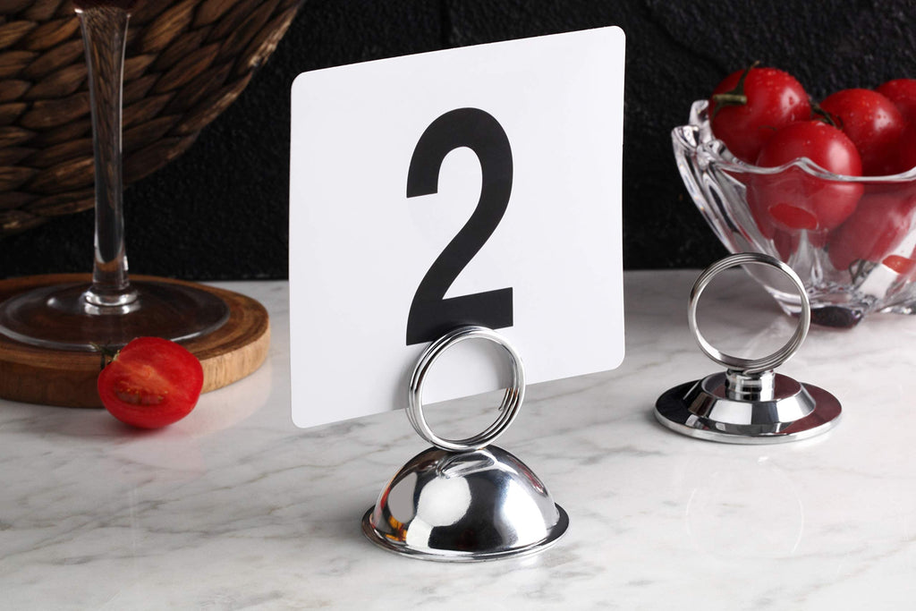 New Star Foodservice Ring-Clip Table Number Holder / Place Card Stand, 1.5 Inch, Silver, Metal, Set of 12