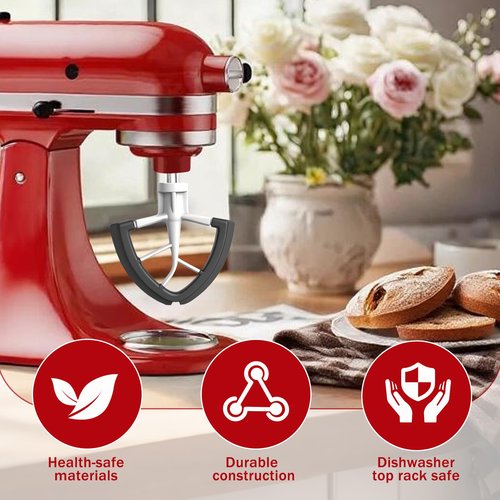 Flex Edge Beater for KitchenAid 4.5/5 Qt Tilt-Head Mixer – Flexible Silicone Edge kitchen aid paddle attachments, Auto-Scrape Bowl Scraper, For Kitchen Aid Accessories and Attachments (Gray)