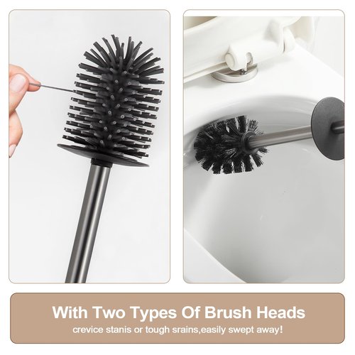 BGL Standing Toilet Brush and Holder GunGrey Aluminium Toilet Bowl Cleaner Brush and Holder for Bathroom Storage and Organization, Square Design Sturdy and Space Saving