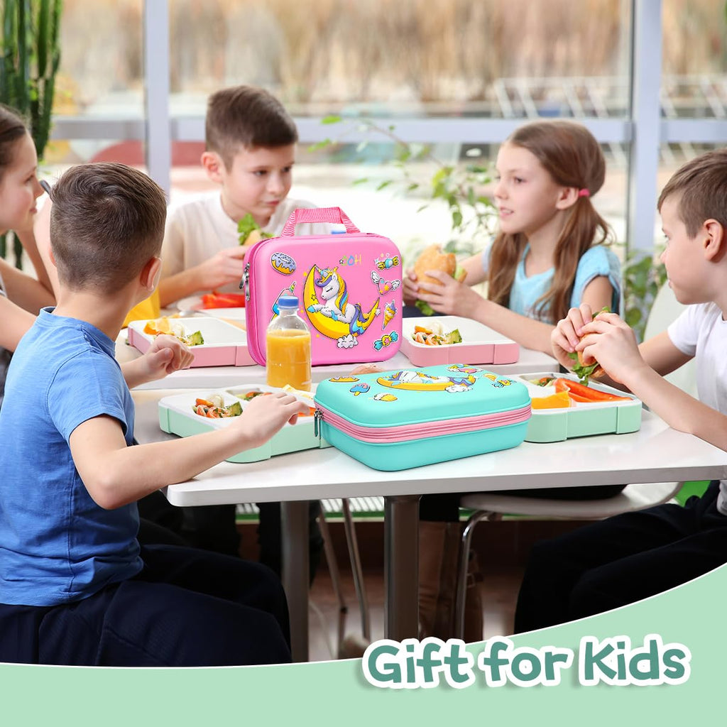 30Pcs Bento Box for Girls,Insulated Unique Lunch Bag Set 4 Compartments Lunch Box with Accessories Ice Pack Water Bottle Silicon Cap Spoon Fork Salad Container for Lunch Kids School Supplie,Green