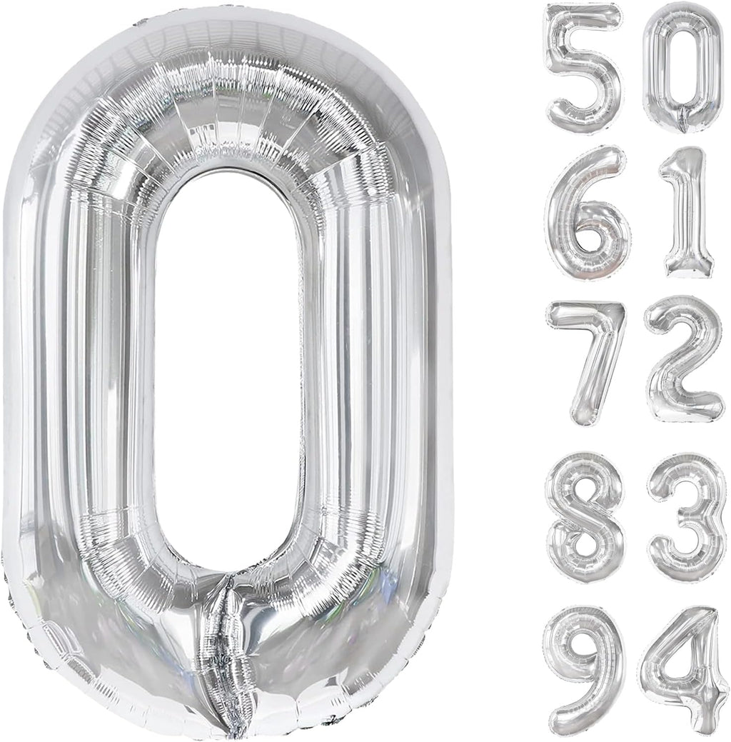 Silver Number Balloons by [Brand Name] - 40 Inch 0 Balloon for Birthday Decorations | Perfect for Celebrations