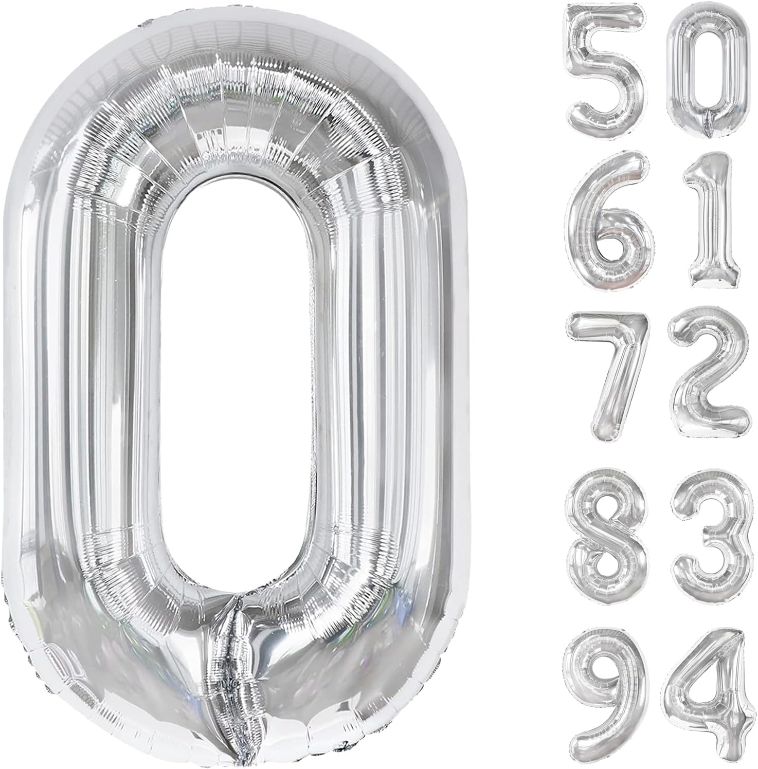 Silver Number Balloons by [Brand Name] - 40 Inch 0 Balloon for Birthday Decorations | Perfect for Celebrations