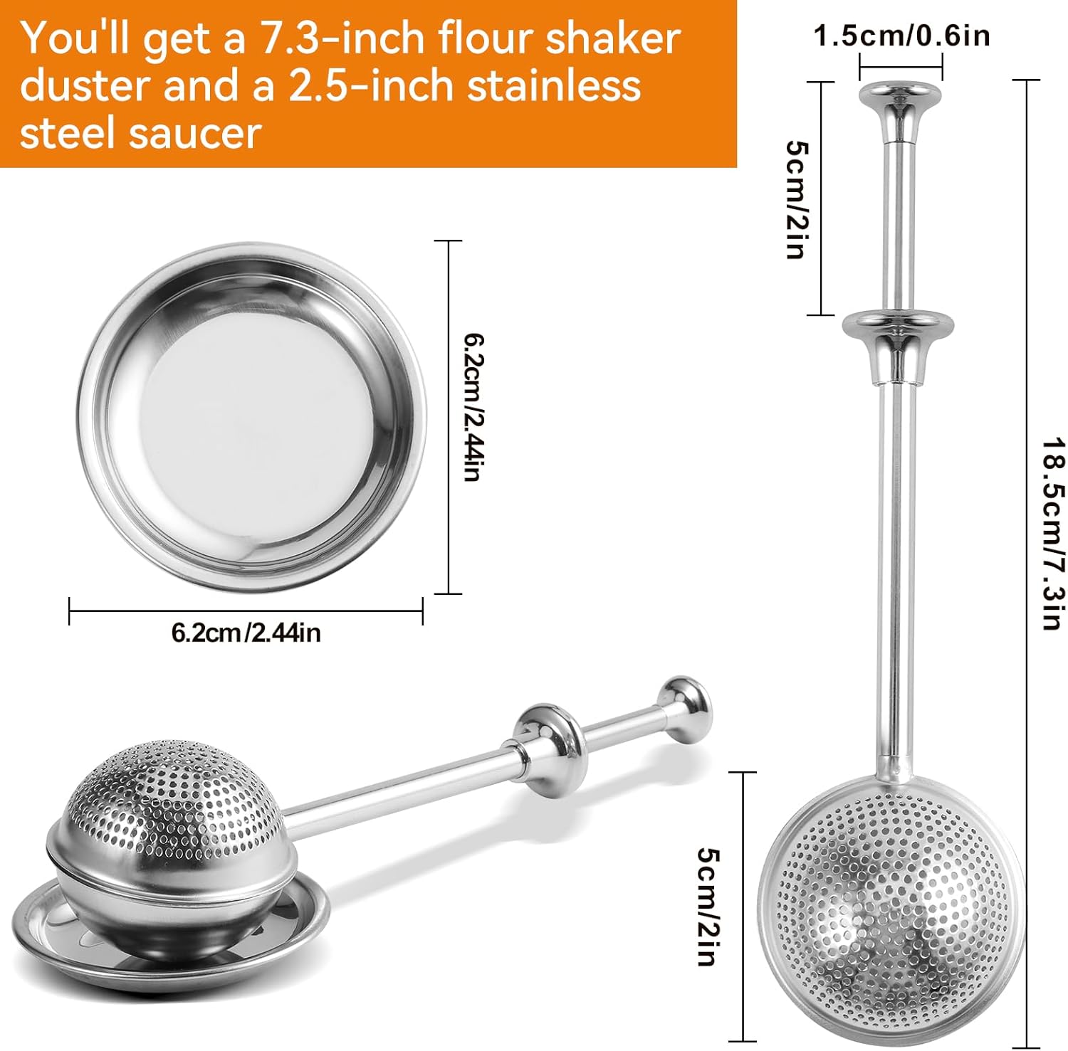 Skiennix Flour Duster - 304 Stainless Steel Baking Sifter & Powdered Sugar Shaker | 1 Piece