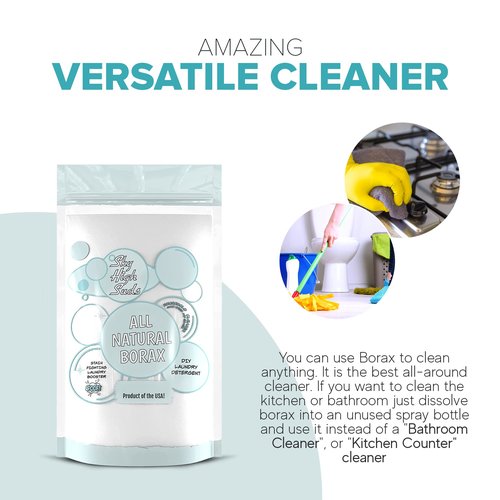 Natural Borax Powder 2 lb - Made in the USA, All-Purpose Cleaner & Laundry Booster, Resealable Eco-Friendly Bag, Multi-Use Household Essential. Due to tariffs packaging may vary.