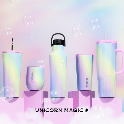 Corkcicle Stemless Wine Tumbler - Keeps Drinks Cold for 6 Hours - Triple-Insulated Stainless Steel - Non-Slip Base - Summer Drinkware Gift - Keeps Drinks Ice Cold - 12 oz - Rainbow Unicorn