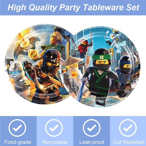 40Pcs Ninja Party Supplies 20 plates, 20 napkins for the Ninja-go Birthday party Decoration