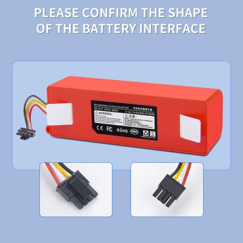 TZRONG 6800mAh Vacuum Cleaner Battery Replacement for Xiaomi Mijia Roborock S5 S6 S7 S50 S51 S52 S55 S552 S60 S65 S70 S75 T4 T6 T7 T60 T61 T65 E4 E20 E25 E35 C10 CT10 S5 Max S6 MaxV Q7 S7 Max