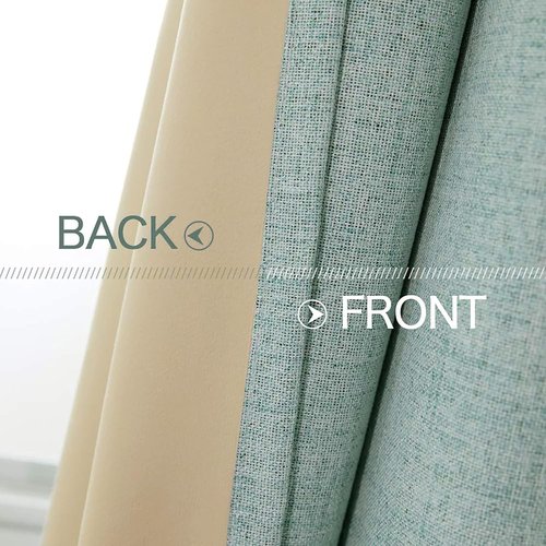 MIULEE Blackout Curtains - 100% Thermal Insulated Linen Texture Drapes | Seafoam Green, 52x96 Inch (2 Panels)