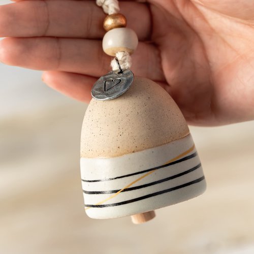 Demdaco Remembrance Gold Tone 2.5 inch Stoneware and Wood Mini Inspired Bell