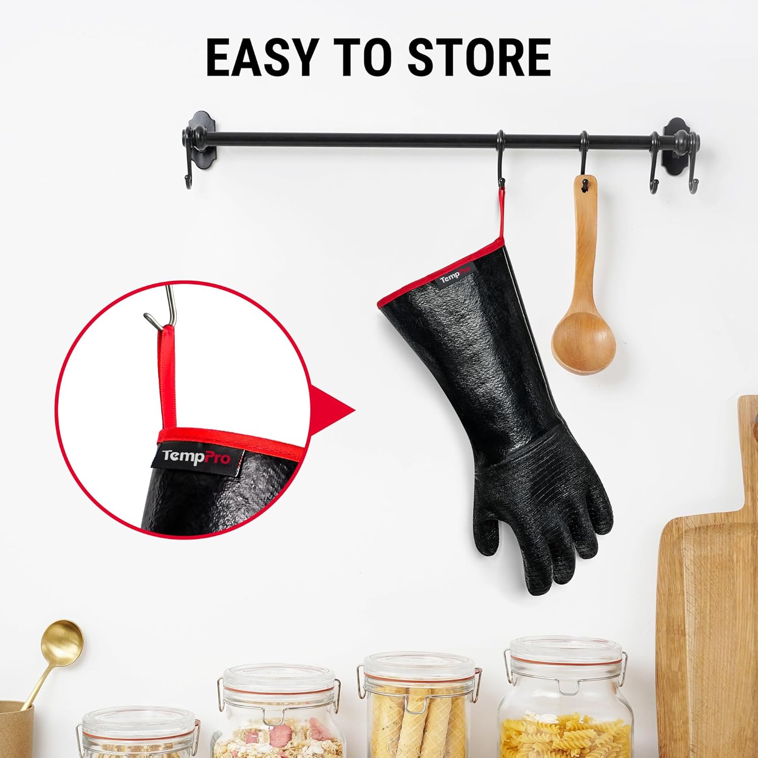 TempPro BBQ Gloves - 932°F Heat Resistant, Waterproof & Slip-Resistant Neoprene | 14" Oven Mitts for Grilling & Smoking