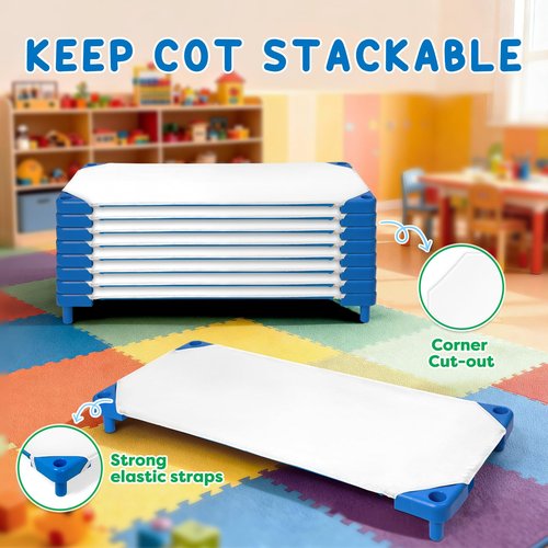 Comfyanno Cot Sheets for Daycare Standard Size - Fits 23" x 52" Cot, 10 Pack Bulk, Daycare Essentials, Soft & Comfortable Fitted Cot Cover, Preschool Kids Nap Time Sheets, Brushed Microfiber- White