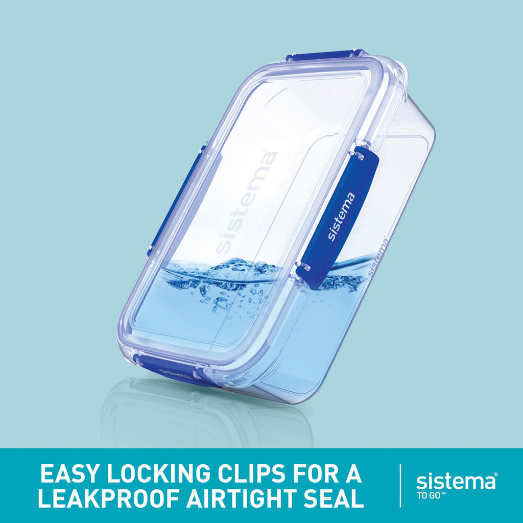 Sistema TO GO Stax Leakproof Food Storage Containers | 1 L | Airtight & Stackable Meal Prep Containers with Lids | Lunch Boxes | BPA-Free | 3 Count