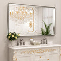 LOAAO Brushed Nickel Bathroom Mirror - 60x30 Inch Rounded Rectangle Design | Anti-Rust, Shatter-Proof, Versatile Hanging Options