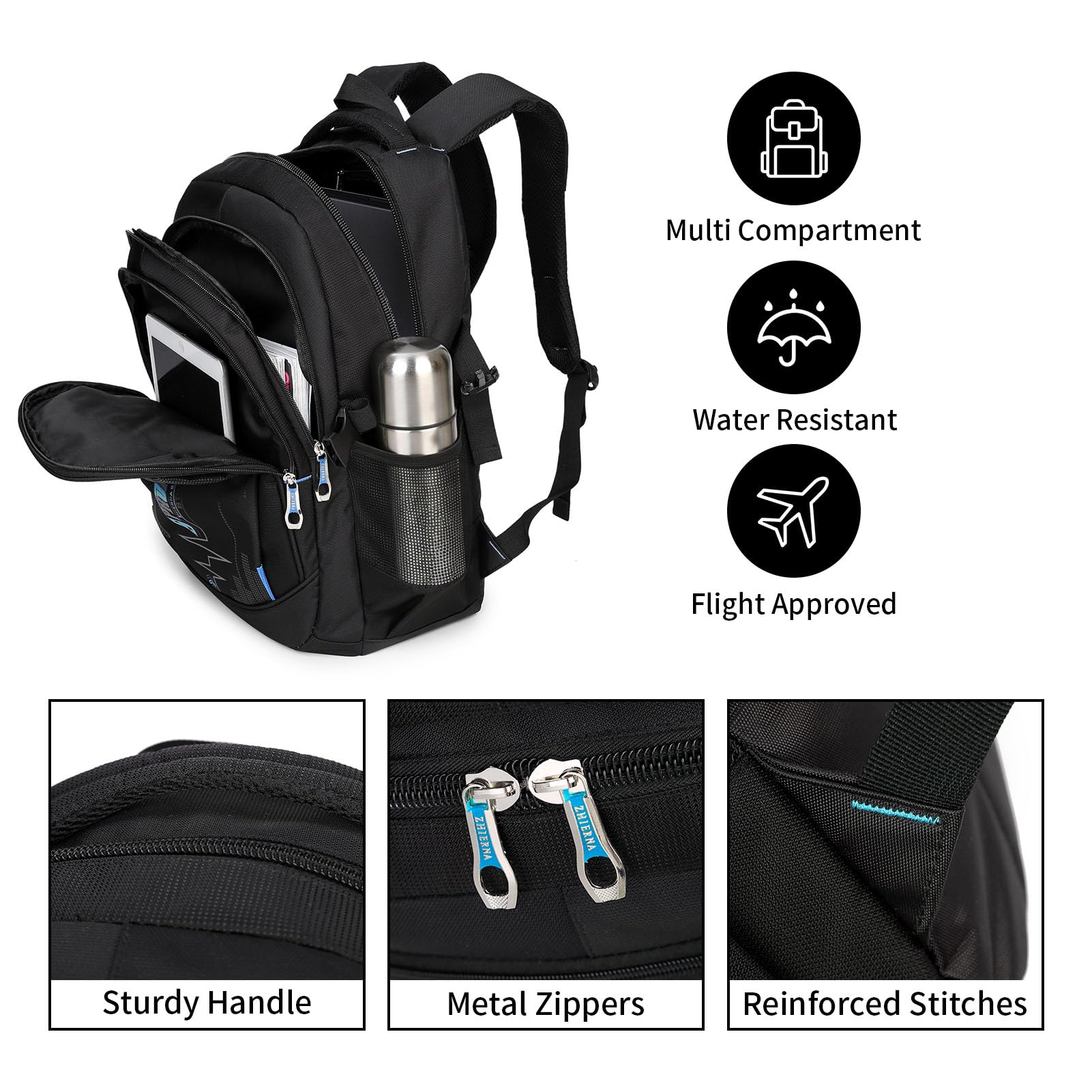 goldwheat School Backpack For Teen Boys, Lightweight Water-Resistant Boys Bookbag With Computer Compartment Fits 15.6" Laptop