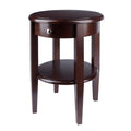 Winsome Concord Round End Table with Drawer and Shelf, for Living Room, Bedroom, Walnut