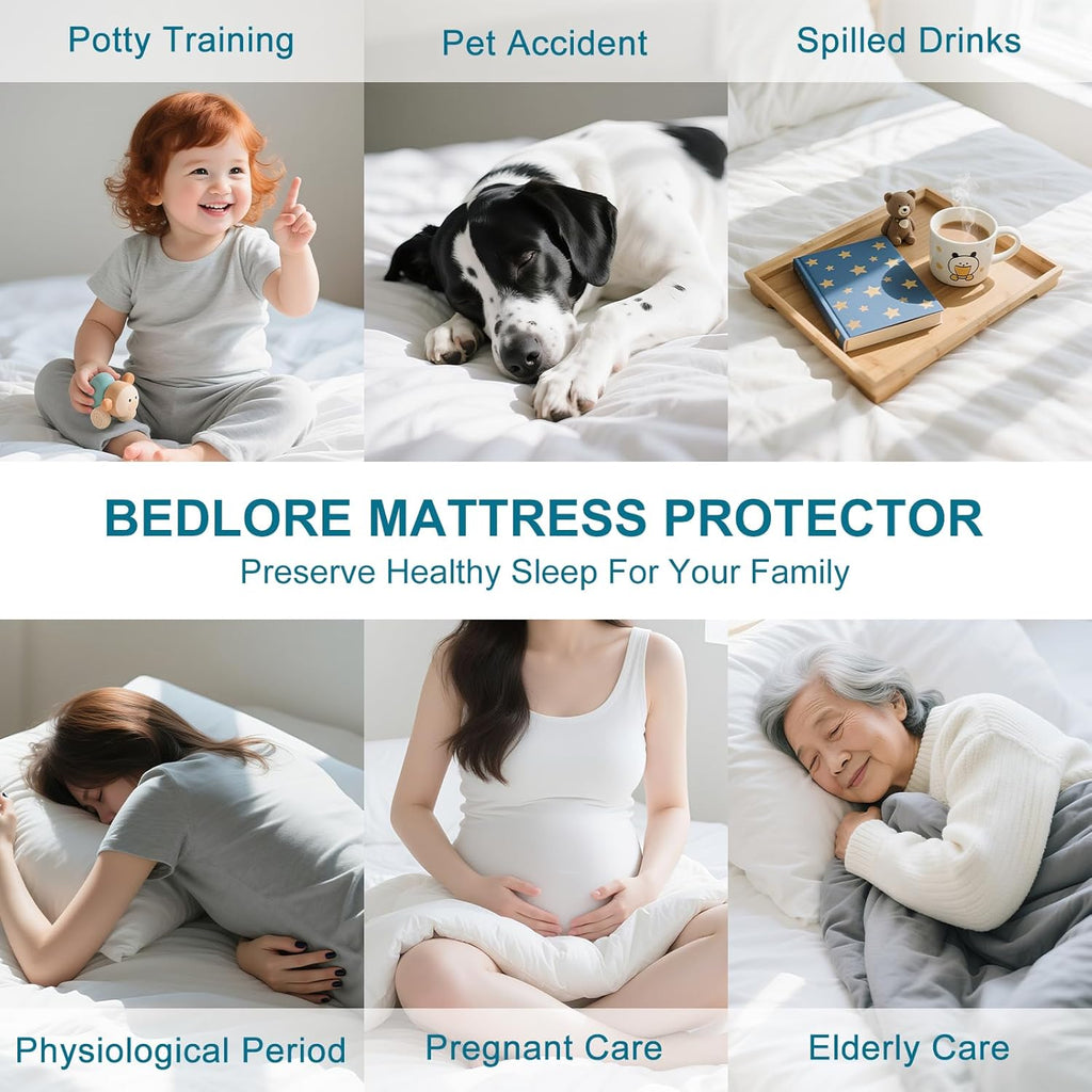 Skiennix Waterproof Mattress Protector - Breathable, Noiseless Twin Bed Cover with Deep Pockets (Gray)