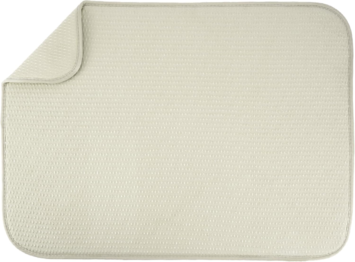 S&T INC. XL Dish Drying Mat - Absorbent Microfiber Kitchen Counter Pad | 18” x 24”, Cream, Diamond Texture
