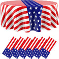 Oudain 6 Pcs American Flag Tablecloths - 84 Inch Disposable Patriotic Covers for Veterans Day & 4th of July