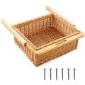 Memorywuu Rustic Wicker Pull out Cabinet Organizer Basket Drawers with Frame and Runners Slide 20" W x 20" l x 8" H for Kitchen Shelf Pantry Storage, Easy DIY Installation
