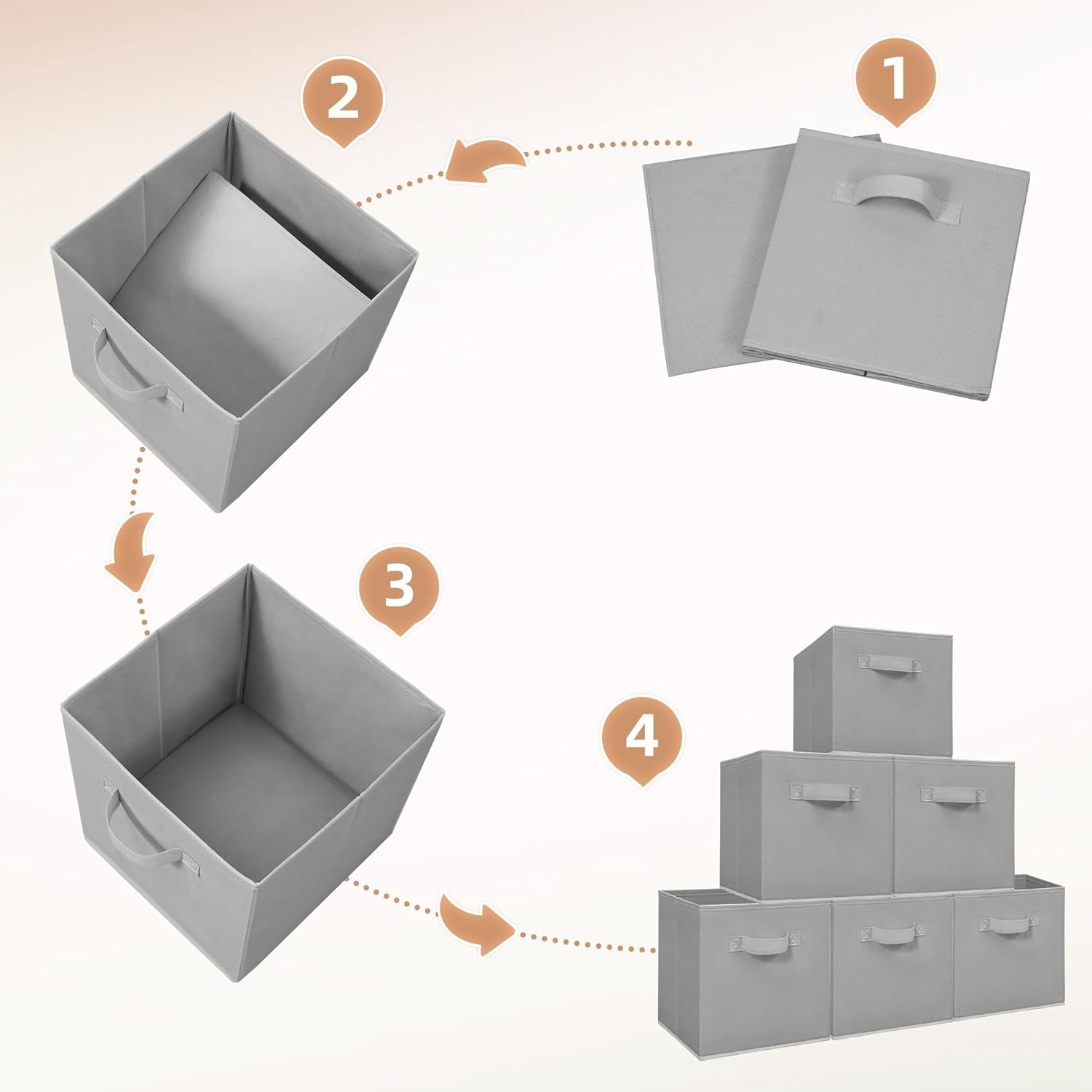 Storage Maniac 11-Inch Collapsible Storage Cubes - Durable Fabric Bins for Organization | 10-Pack Grey
