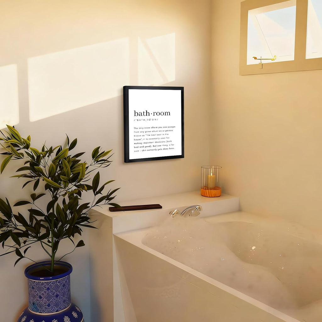 Regine Switzerland Bathroom Wall Art - Funny Definition Print | Minimalist Black Framed Canvas 8x10in