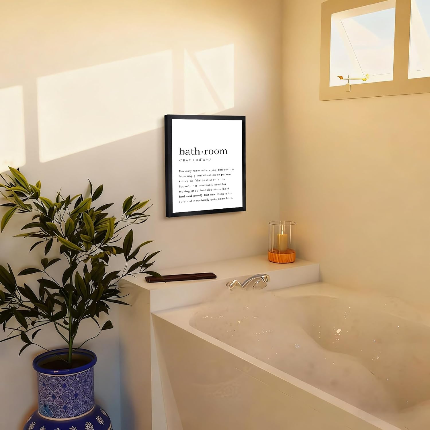 Regine Switzerland Bathroom Wall Art - Funny Definition Print | Minimalist Black Framed Canvas 8x10in