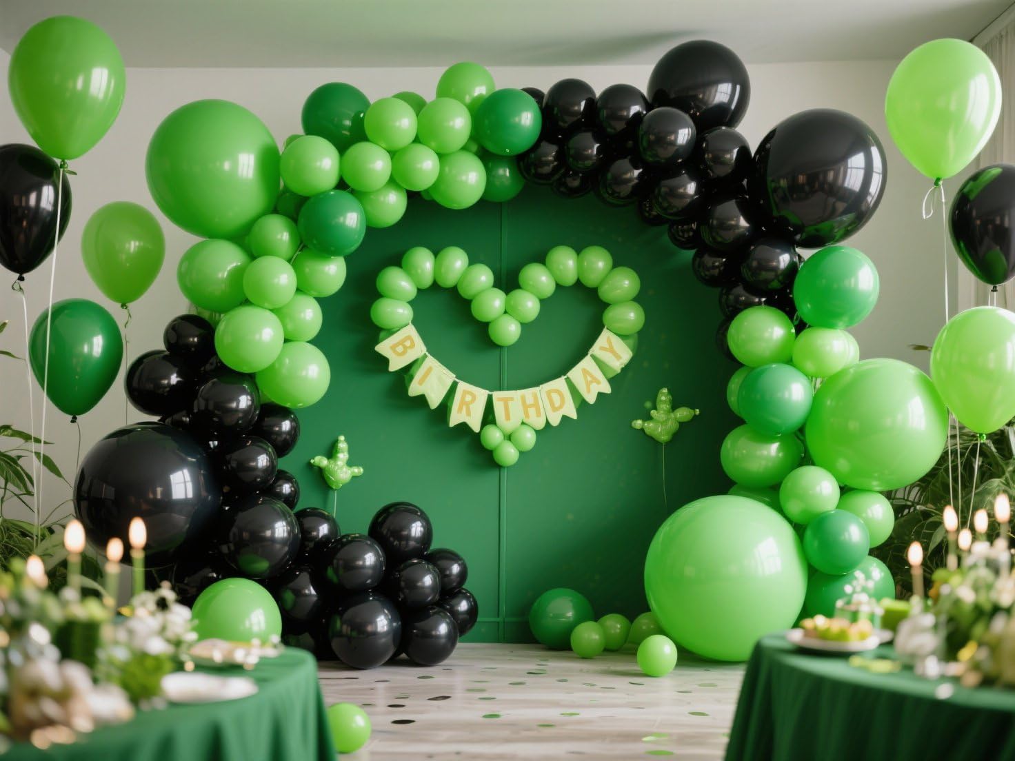 Shiny Metallic Black Balloons - 145-Piece Latex Arch Kit for Graduation, Halloween & Birthday Decor