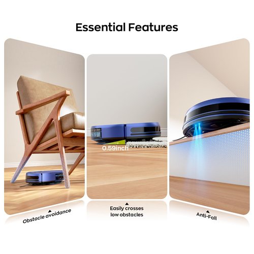 Robot Vacuum and Mop Combo, 2-in-1 Mopping Robot Vacuum Cleaner with 2300Pa Suction, 2.87'' Slim Design, Wi-Fi/App/Voice Control, 3D Obstacle Avoidance&Self-Charging for Hard Floors, Carpets, Pet Hair
