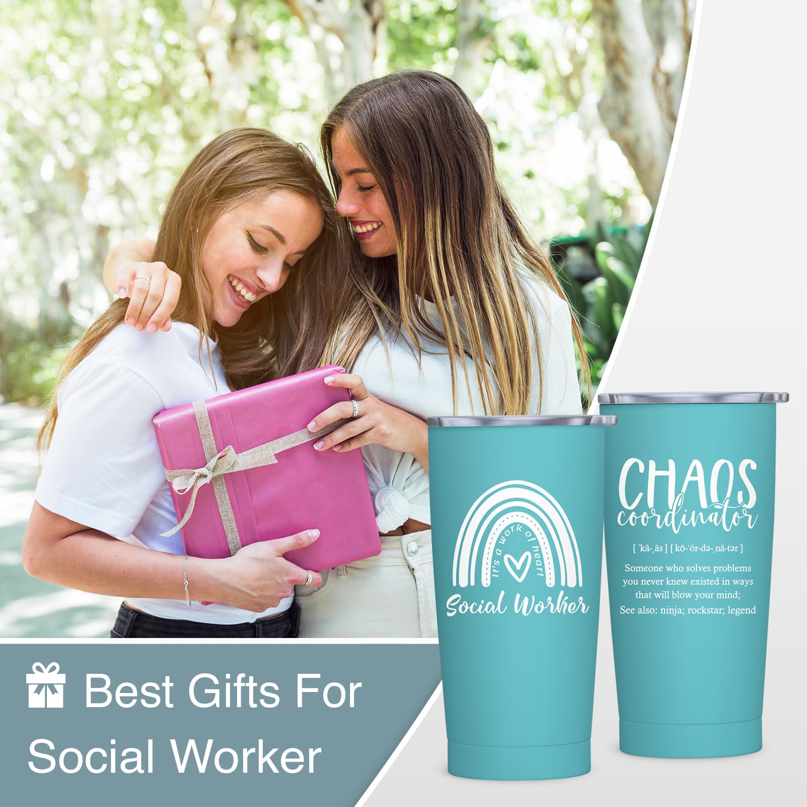 NVFCC Social Worker Appreciation Gifts for Women Men, School Social Worker Christmas Graduation Gifts 20 oz Stainless Steel Tumbler