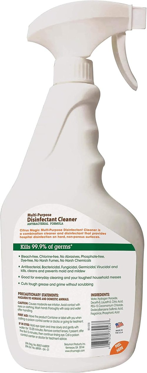 Citrus Magic Multi-Purpose Disinfectant Cleaner - Citrus Scent, 32 Fl Oz | Effective & Eco-Friendly