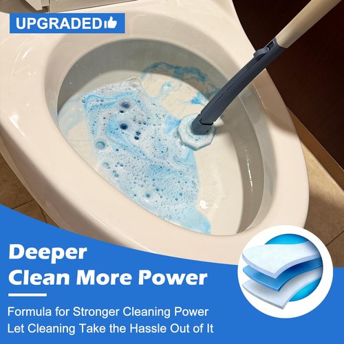 XRIONELL 60pcs Disposable Toilet Wand Refills，Compatible with Most Toilet Brushes，5X Cleaning Power Toilet Bowl Cleaners，No Falling Apart，Upgrade Fiber Cleaner Heads，for Closestool Bathroom Cleaning