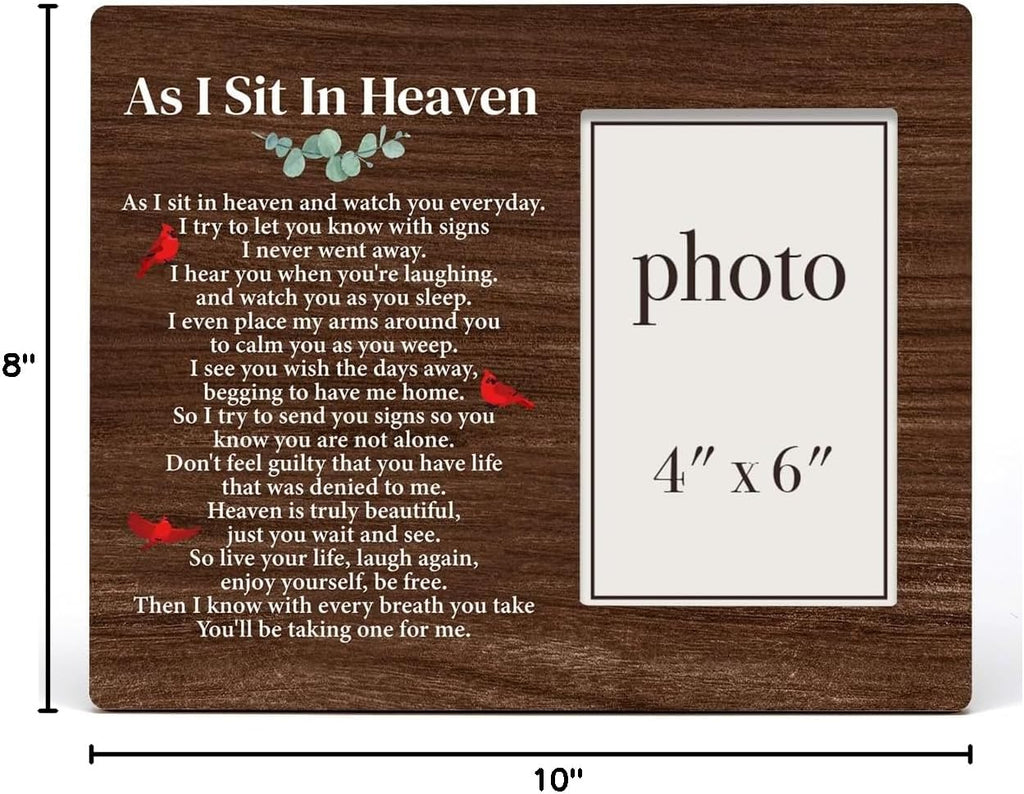 Zauly Sympathy Gift Picture Frame - Memorial Frame for Loved Ones | 4 x 6 Inch, 'As I Sit in Heaven'