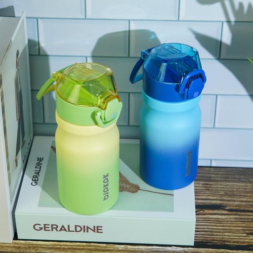 BJPKPK 14oz Insulated Water Bottle - Stainless Steel, BPA-Free, Leak-Proof with Straw & Lockable Lid | Sky Color