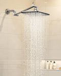 Veken Rain Shower Head - 11.8" Rectangular Stainless Steel Showerhead with Adjustable Arm | Chrome Finish