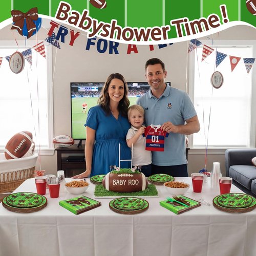 96 Pcs/24 Sets Football Coquette Party Supply Football Coquette Plate and Napkin Sports Birthday Party Decoration Disposable Paper Plate Baby Shower for Sports Lover Team Night Tailgate Game Day