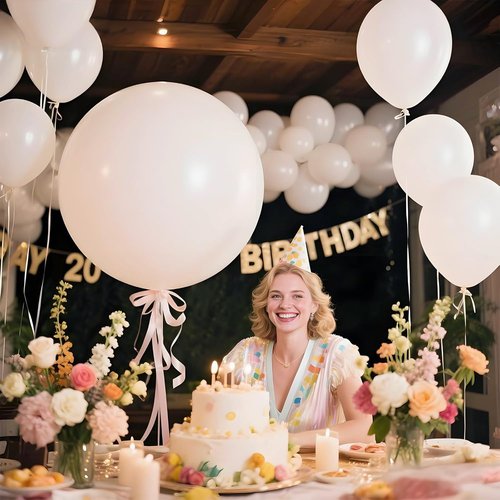 LEEZZIZZ 36-Inch White Giant Balloons - 9 Pcs Jumbo Latex Balloons for Kids' Party & Wedding Decorations
