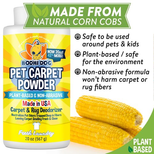 Bodhi Dog Natural Carpet Deodorizer Powder - Dry Pet Smell Eliminator & Urine Odor Remover - Loosens Fur & Dirt - Plant-Based Room Freshener for Vacuuming Home - Fresh Laundry (Pack of 1)