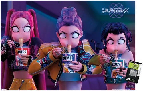 Huntrix Noodles Wall Poster - Netflix KPop Demon Hunters (2025) | 34"L x 22.4"W with Push Pins