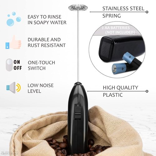 4 PCs Battery Stirrer – 7.7 Inch Coffee Mixer Set in Assorted Colors with Stainless Steel Rods for Stirring Milk – Durable, Rust Resistant, Easy to Clean Tools for Dairy and Non-Dairy Milk Like