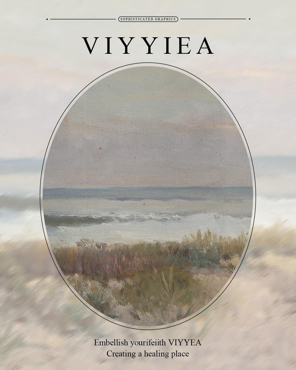 VIYYIEA Gold Framed Canvas Print - Classical Coastal Scenery Wall Art for Home Decor | 11x14in