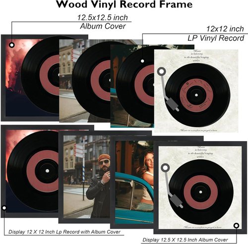 JCJMY Vinyl Record Frame - Sturdy Black Display for 12.5x12.5 Album Covers & LPs | 1 Pack