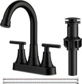 FORIOUS Matte Black Bathroom Faucet - 360° Spout with Pop-Up Drain | 4-Inch Centerset, Two Handles