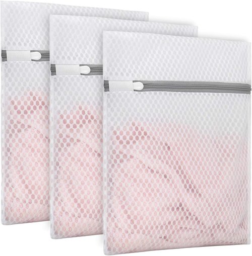 Muchfun Honeycomb Mesh Laundry Bags - 3 Durable Delicate Wash Bags, 9 x 12 Inches (Small)