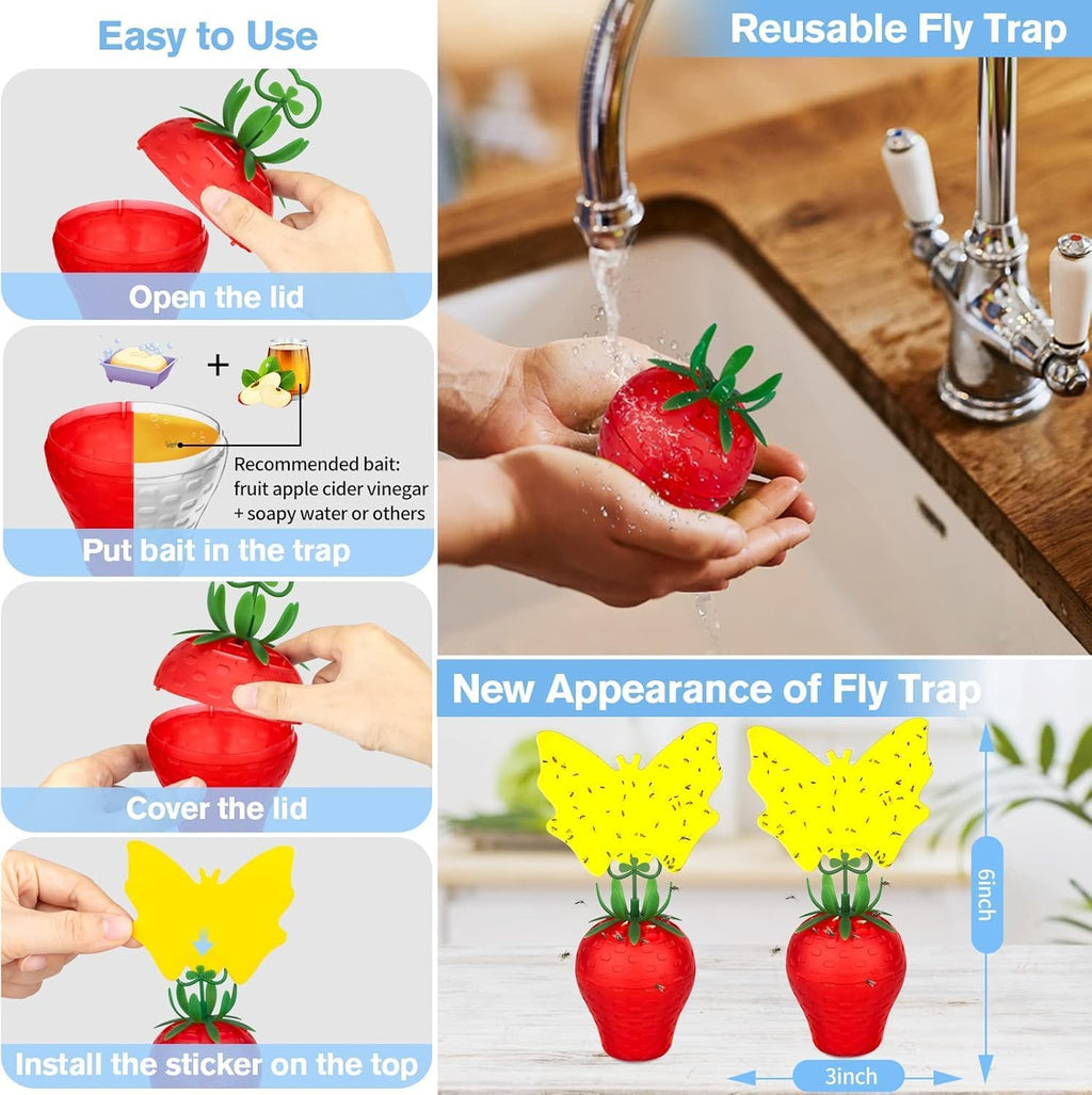 Skiennix Fruit Fly Traps - Effective Indoor Gnat Killer | Safe for Pets & People, Durable Sticky Design