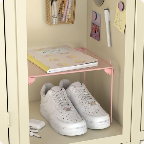 U Brands Mesh Locker Organizer Shelf, 11" x 10" x 8", Peachy Pink, Back to School Essentials, Stackable, Fits Standard Size School Lockers