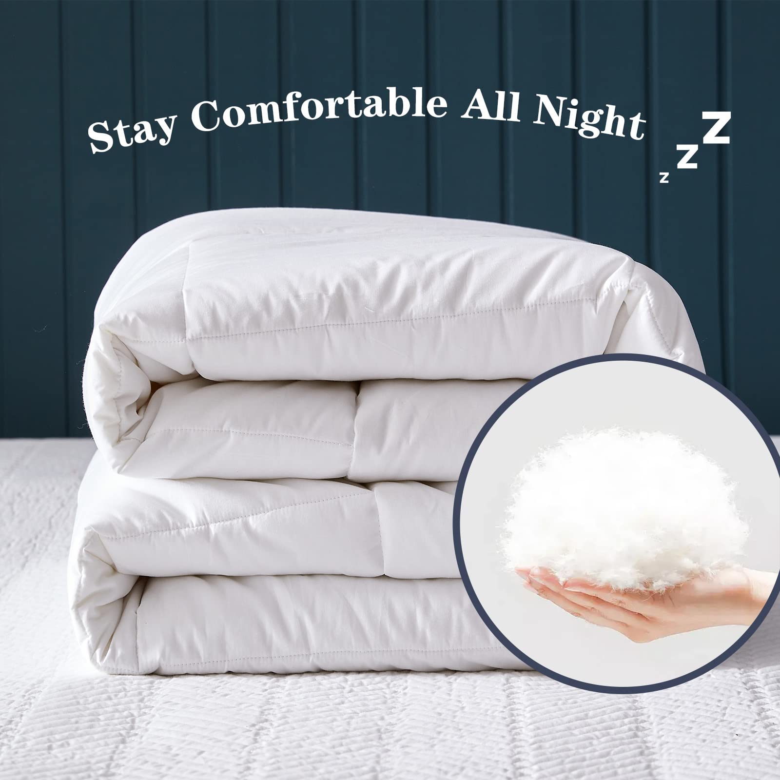 Simple&Opulence Down Alternative Comforter, King Size Duvet Insert with 100% Cotton Cover, Ultra-Soft Microfiber Quilted All Season Breathable Cooling Bed Comforter (King, White)