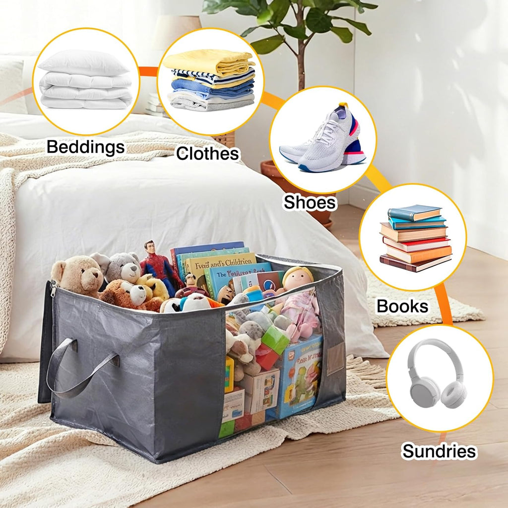 YGEOMER Blanket Storage Bags - 90L Heavy-Duty Foldable Containers | 6 Pack for Bedding & Clothes