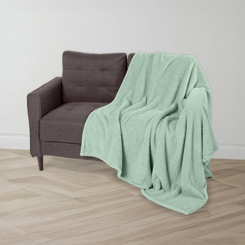 Northwest HGTV Teddy Sherpa Faux Fur Throw Blanket, Ultra Soft Cozy Layer for Bed or Couch, Plush Velvety Texture for Snuggling, Lounging, or Home Décor, 50 x 70 inches, Tan