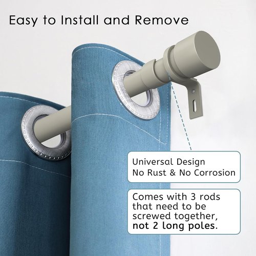 Byondeth Adjustable Curtain Rods - 16 to 60 Inches | 1-Inch Diameter, Brushed Nickel Finish